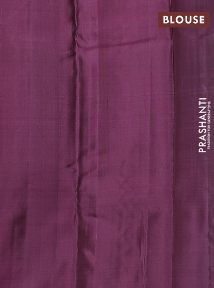 Pure soft silk saree bottle green and mauve pink with allover silver zari stripe pattern and long silver zari woven border