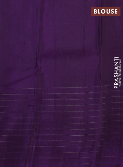 Pure soft silk saree cs blue and violet with silver zari woven buttas and long silver zari woven checked border