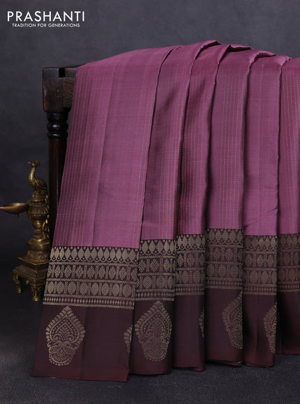 Pure soft silk saree mauve pink and coffee brown with allover zari weaves & buttas and long zari woven butta border