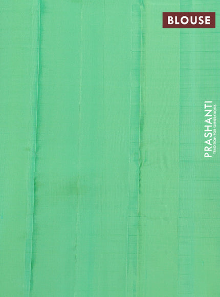 Pure soft silk saree yellow and dual shade of teal green with allover checks & zari buttas in borderless style