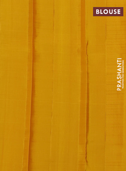 Pure soft silk saree dual shade of bluish green and yellow with allover checks & zari buttas in borderless style