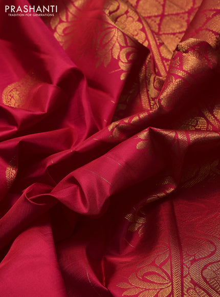 Pure kanchipuram silk saree red with ruddraksha zari woven buttas and zari woven border