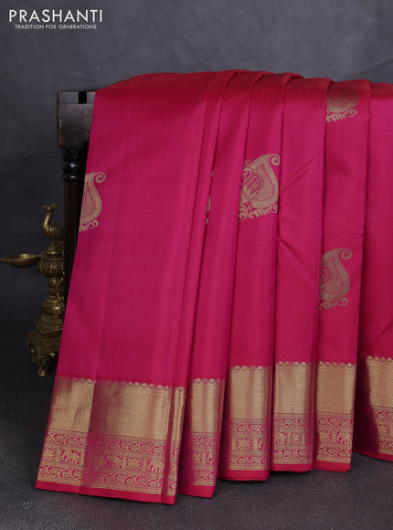 Pure kanchipuram silk saree pink with zari woven buttas and rich zari woven border