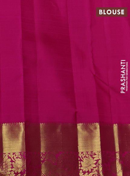 Pure kanchipuram silk saree royal blue and pink with zari woven buttas an drich zari woven border
