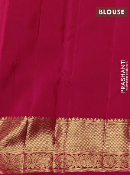 Pure kanchipuram silk saree manthulir green and pink with zari woven buttas and zari woven border