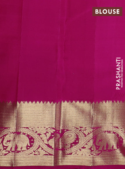 Pure kanchipuram silk saree dual shade of pinkish orange and pink with zari woven buttas and rich zari woven border