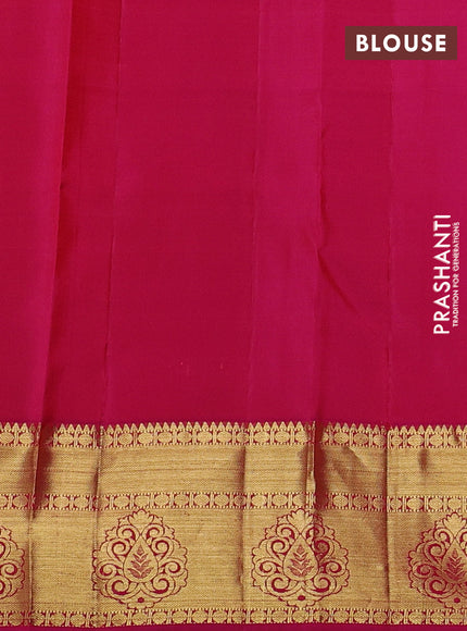 Pure kanchipuram silk saree dark mustard and pink with zari woven buttas and zarin woven border