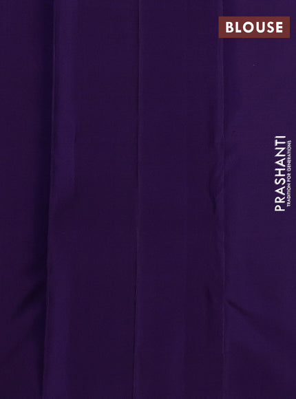 Pure kanchipuram silk saree purple and deep violet with half & half style and long annam zari woven border