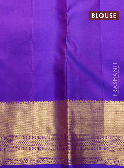 Pure kanchipuram silk saree violet with allover zari woven brocade weaves and rich zari woven border