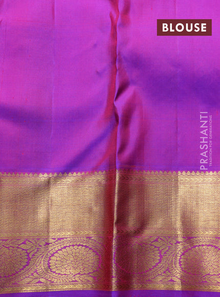 Pure kanchipuram silk saree violet with allover zari woven brocade weaves and rich zari woven border