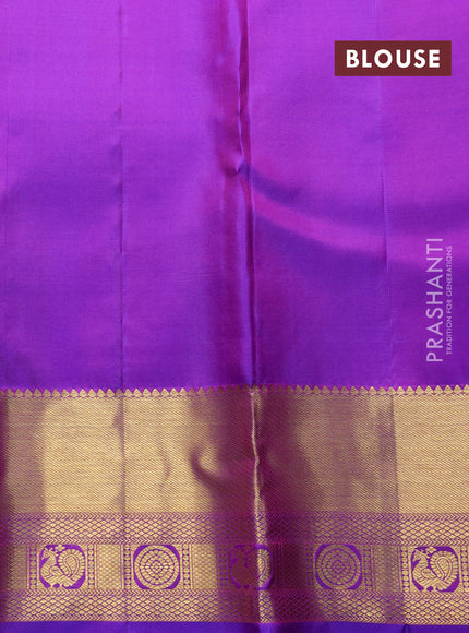Pure kanchipuram silk saree violet with allover zari woven brocade weaves and rich zari woven border