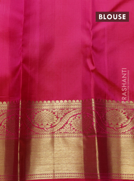 Pure kanchipuram silk saree pink with allover zari woven checked brocade pattern and long rich zari woven border