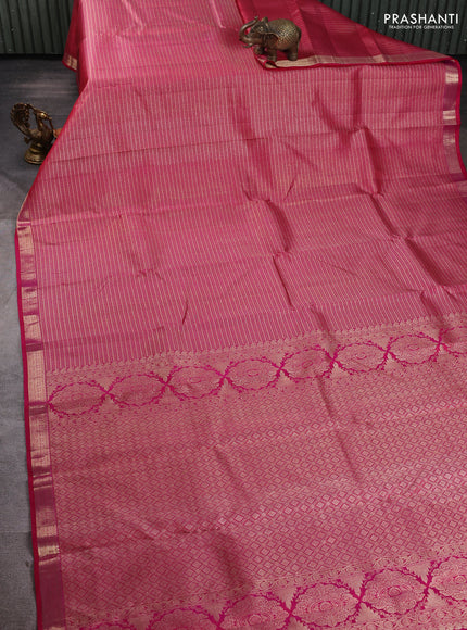 Pure kanchipuram silk saree pink with allover zari woven brocade weaves and zari woven border