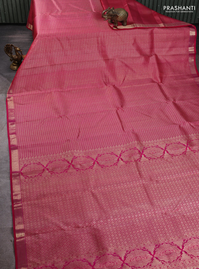Pure kanchipuram silk saree pink with allover zari woven brocade weaves and zari woven border
