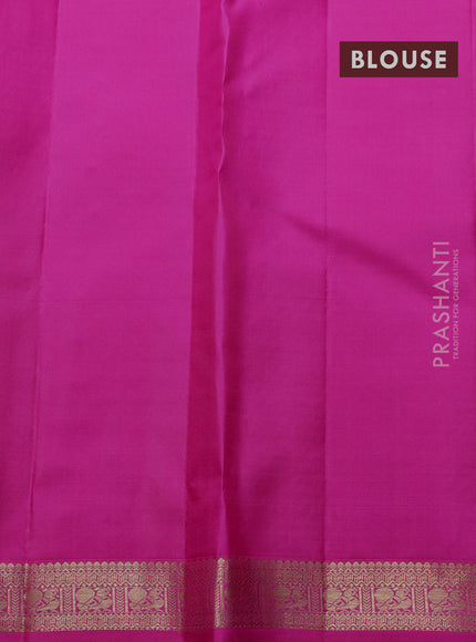 Pure kanchipuram silk saree magenta pink with allover zari woven brocade weaves and zari woven border