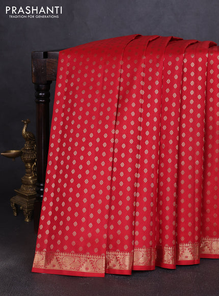 Pure kanchipuram silk saree red with allover zari woven 1000 buttas and zari woven border