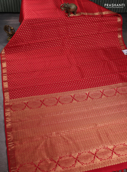 Pure kanchipuram silk saree red with allover zari woven 1000 buttas and zari woven border