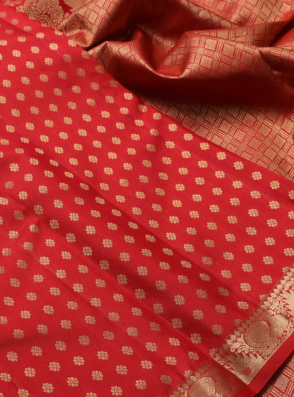 Pure kanchipuram silk saree red with allover zari woven 1000 buttas and zari woven border
