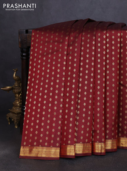 Pure kanchipuram silk saree maroon with allover zari woven 1000 buttas and zari woven border