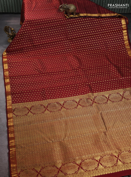 Pure kanchipuram silk saree maroon with allover zari woven 1000 buttas and zari woven border