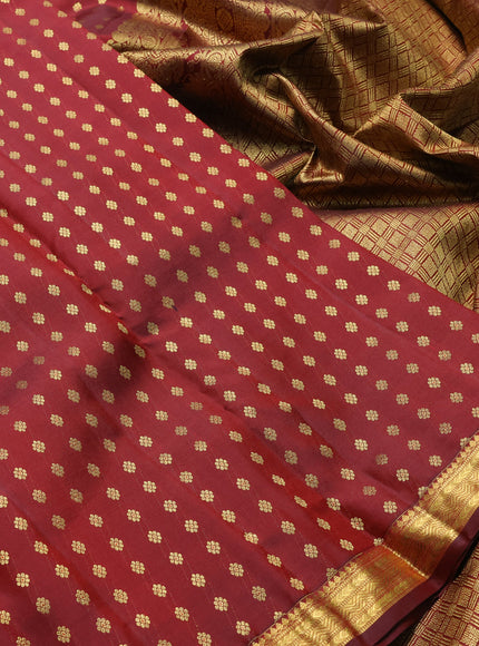 Pure kanchipuram silk saree maroon with allover zari woven 1000 buttas and zari woven border