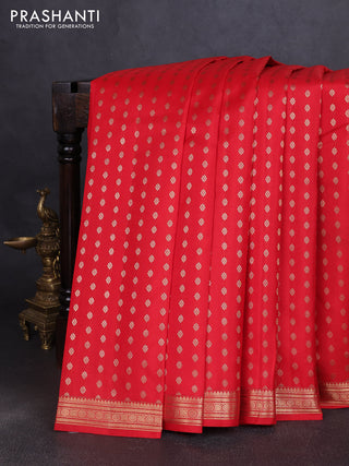Pure kanchipuram silk saree red with allover zari woven 1000 buttas and zari woven border