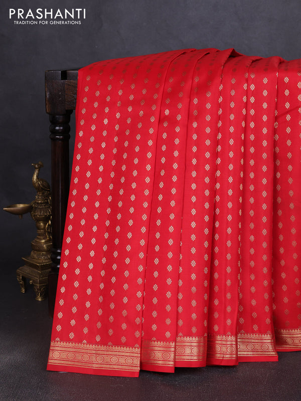 Pure kanchipuram silk saree red with allover zari woven 1000 buttas and zari woven border