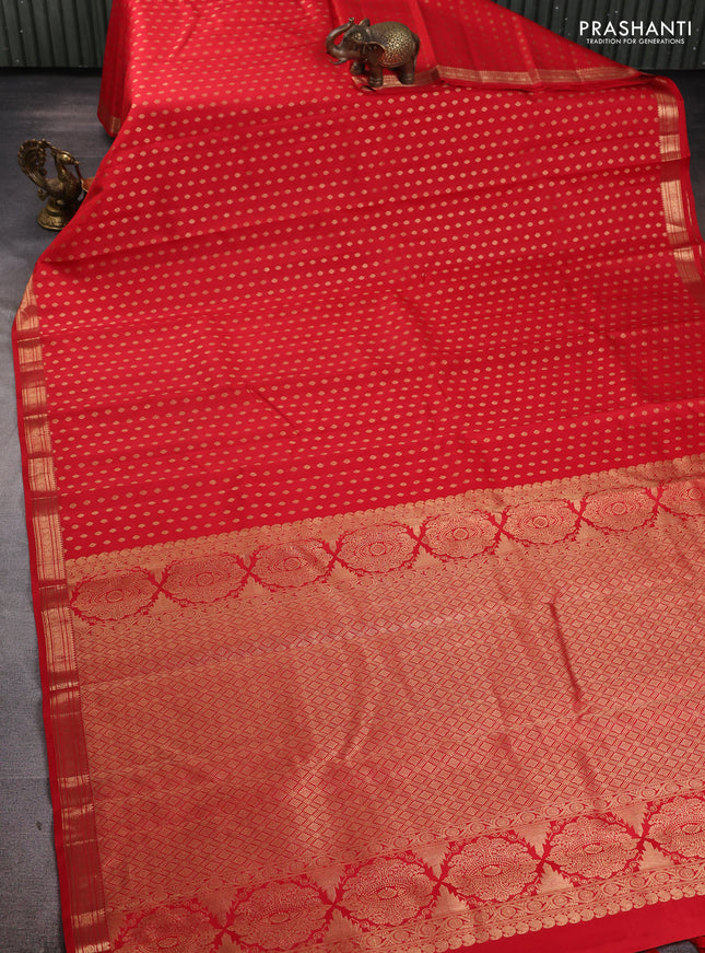 Pure kanchipuram silk saree red with allover zari woven 1000 buttas and zari woven border