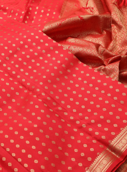 Pure kanchipuram silk saree red with allover zari woven 1000 buttas and zari woven border
