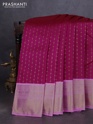 Pure kanchipuram silk saree pink and light pink with allover zari woven buttas and rich zari woven korvai border