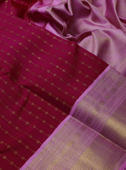 Pure kanchipuram silk saree pink and light pink with allover zari woven buttas and rich zari woven korvai border