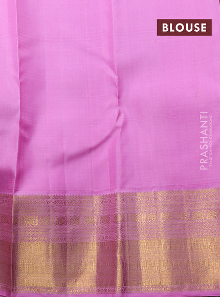 Pure kanchipuram silk saree pink and light pink with allover zari woven buttas and rich zari woven korvai border