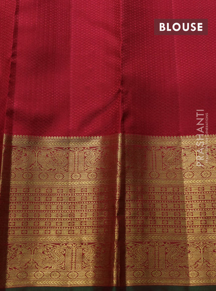 Pure kanchipuram silk saree off white and maroon with allover zari woven brocade weaves and long rich annam zari woven border