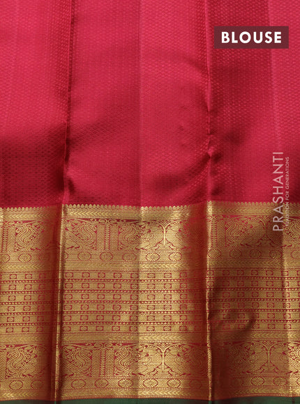 Pure kanchipuram silk saree yellow and maroon with allover zari woven brocade weaves and long rich annam zari woven border