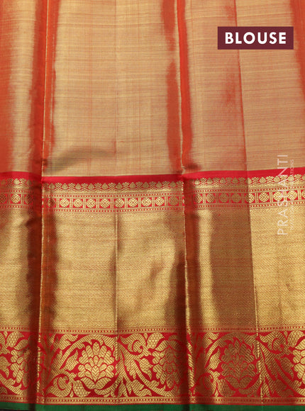 Pure kanchipuram tissue silk saree lavender and red with allover zig zag zari woven brocade weaves and long rich zari woven border