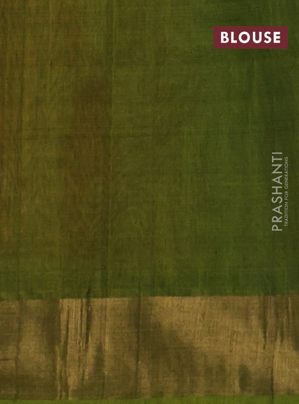 Ikat silk cotton saree orange and light green with allover ikat weaves and zari woven border