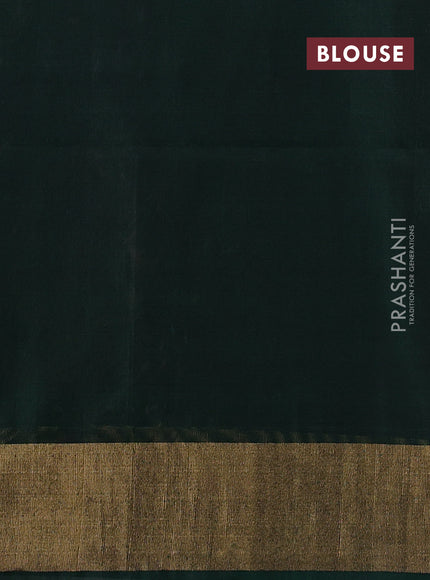 Ikat silk cotton saree purple and bottle green with allover ikat weaves and zari woven border