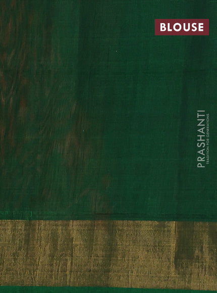 Ikat silk cotton saree orange and green with allover ikat weaves and zari woven border