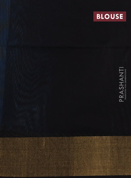 Ikat silk cotton saree cs blue and black with allover ikat weaves and zari woven border