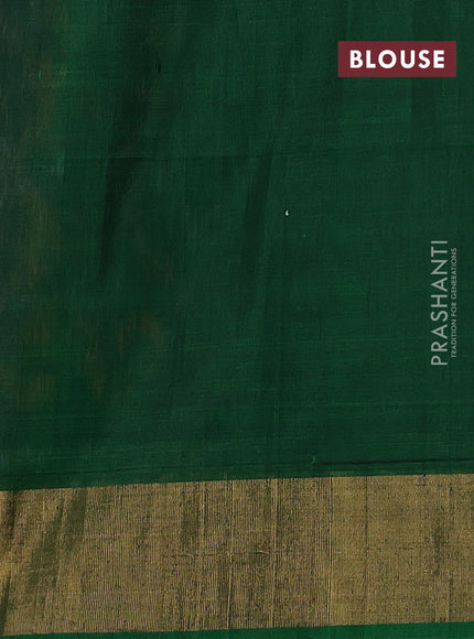 Ikat silk cotton saree violet and green with allover ikat weaves and zari woven border