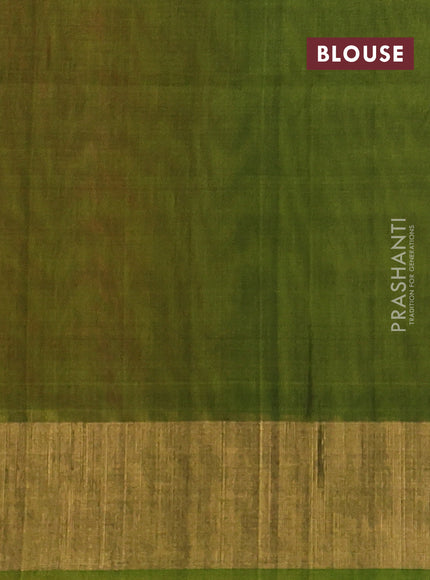 Ikat silk cotton saree pink and light green with allover ikat weaves and zari woven border