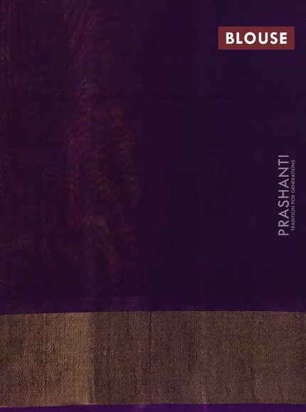 Ikat silk cotton saree dark mustard and purple with allover ikat weaves and zari woven border