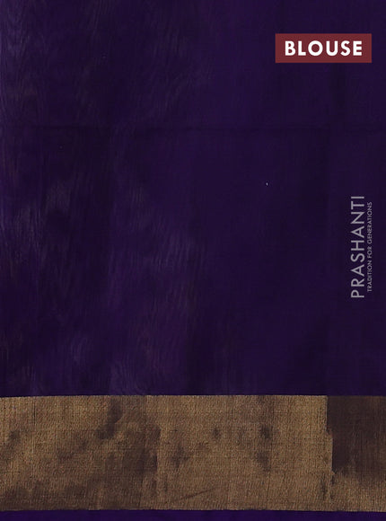 Ikat silk cotton saree off white and violet with allover ikat weaves and zari woven border