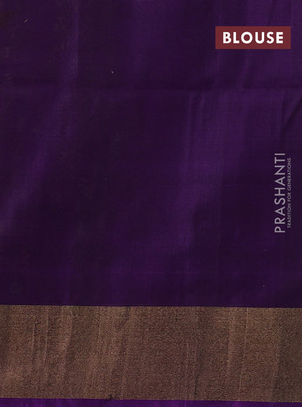 Ikat silk cotton saree mehendi green and purple with allover ikat weaves and zari woven border