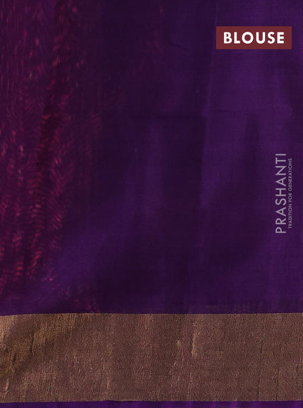 Ikat silk cotton saree pinnk and purple with allover ikat weaves and zari woven border