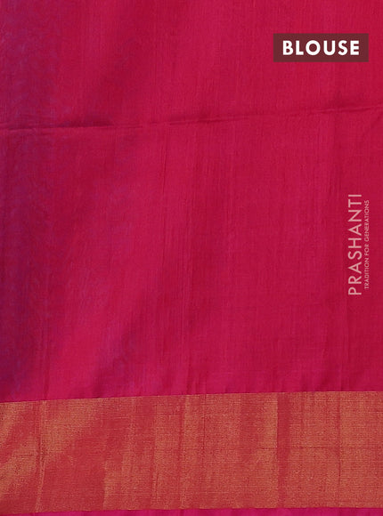 Ikat silk cotton saree cs blue and pink with allover ikat weaves and zari woven border