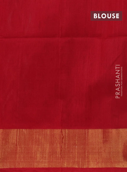 Ikat silk cotton saree jamun shade and red with allover ikat weaves and zari woven border