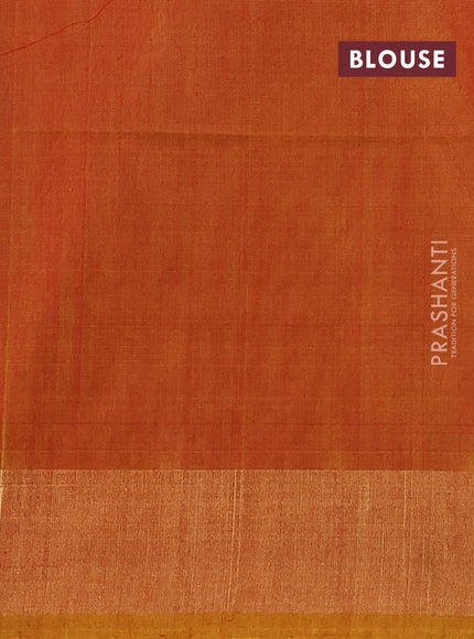Ikat silk cotton saree violet and dark mustard with allover ikat weaves and zari woven border