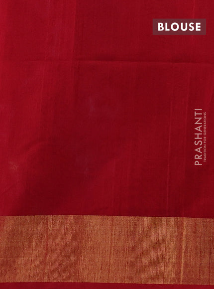 Ikat silk cotton saree blue and red with allover ikat weaves and zari woven border