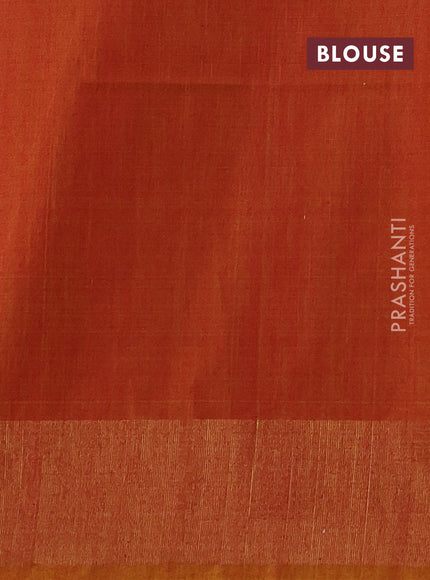 Ikat silk cotton saree coffee brown and dual shade of dark mustard with allover ikat weaves and zari woven border